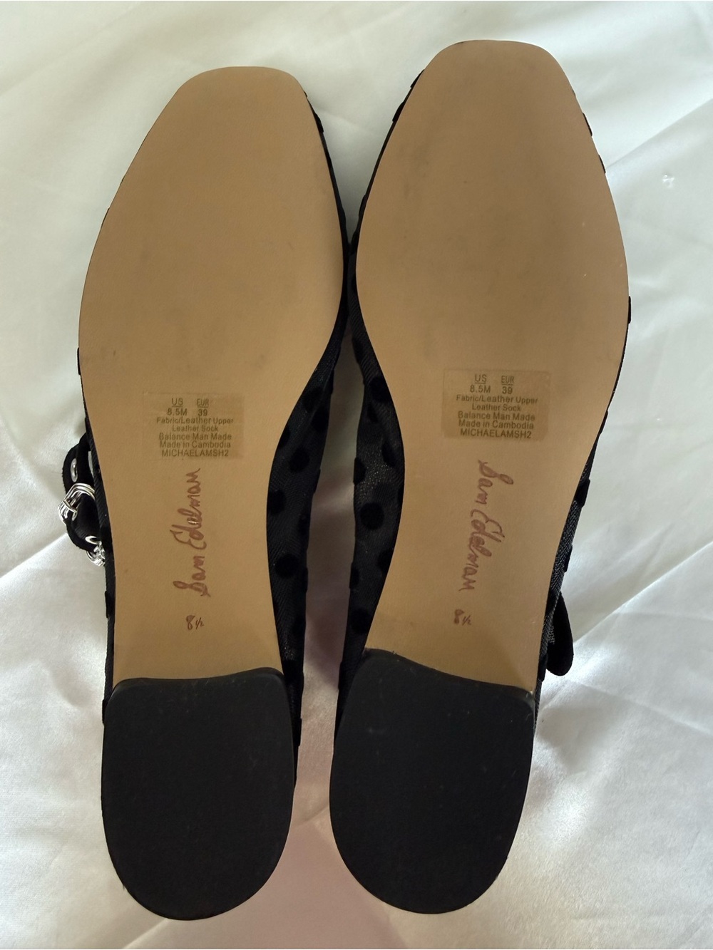Sam Edelman Michaela Mesh Polka Dot Mary Jane Flats Black US 8.5 - Picture 11 of 11